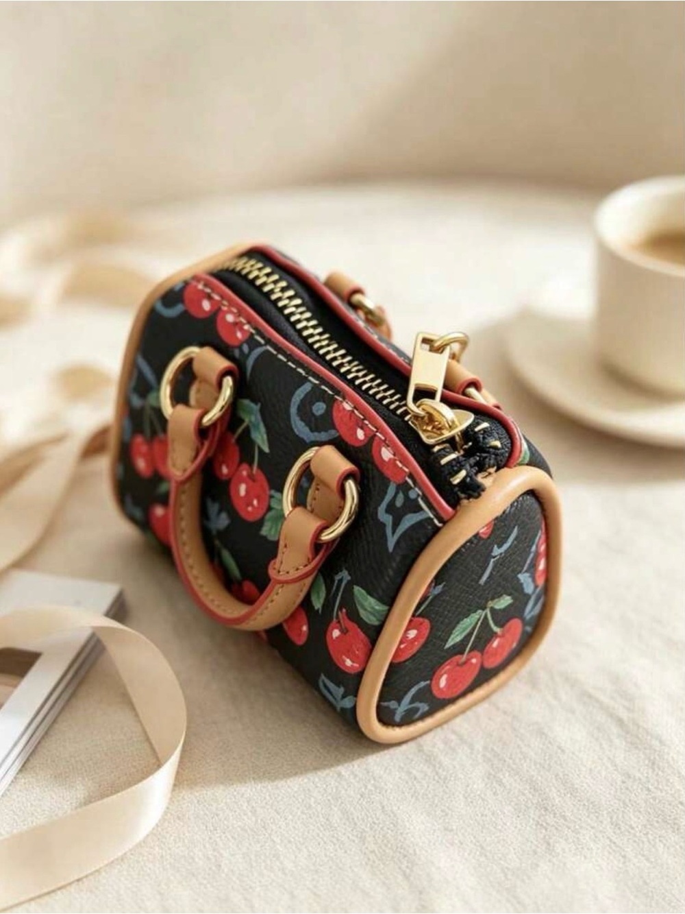 Mini Cherry Print Coin Bag/Crossbody Bag - Picture 5 of 5